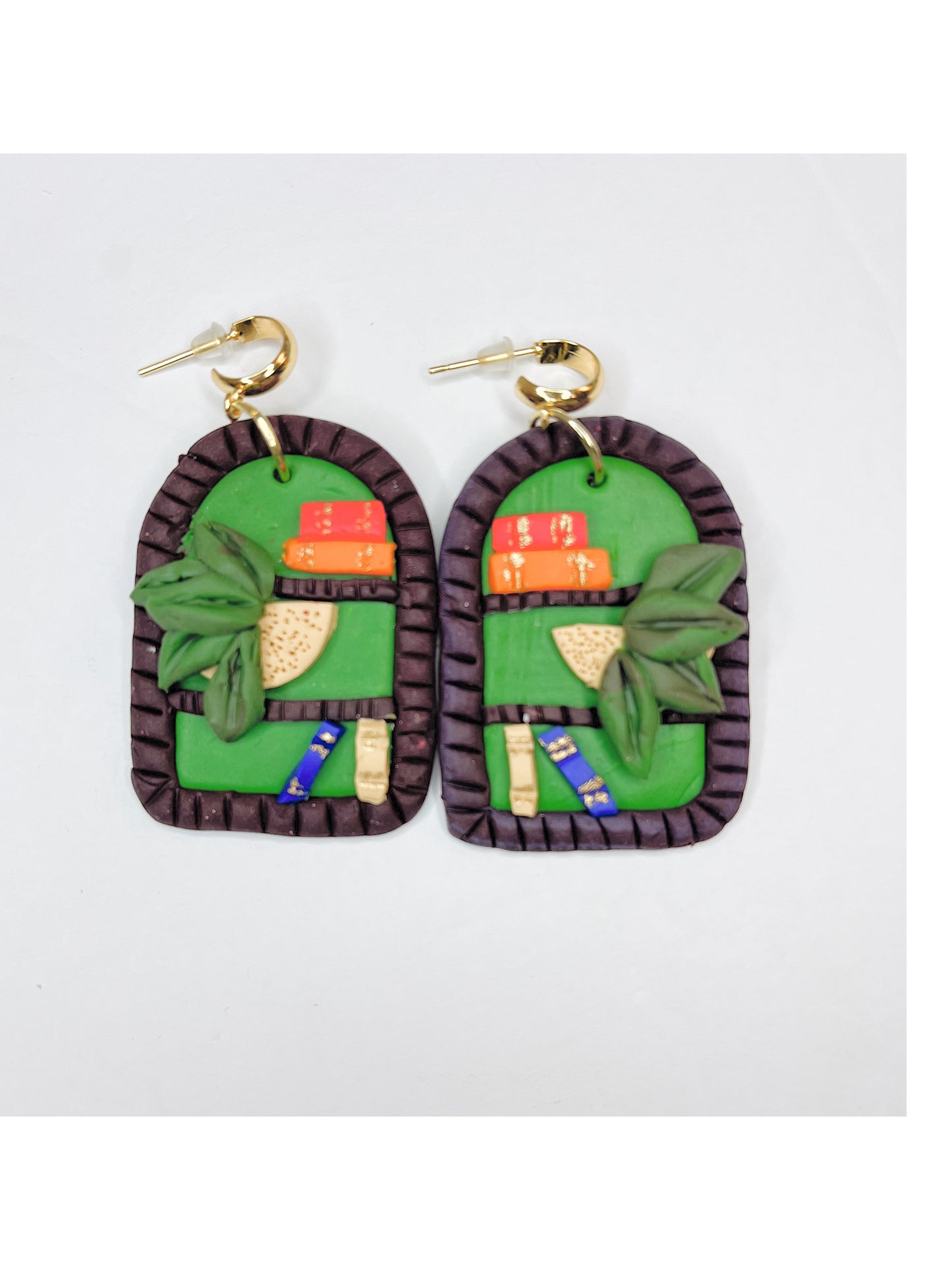 Back to School Bookcase BTS Dangle Earrings   1955