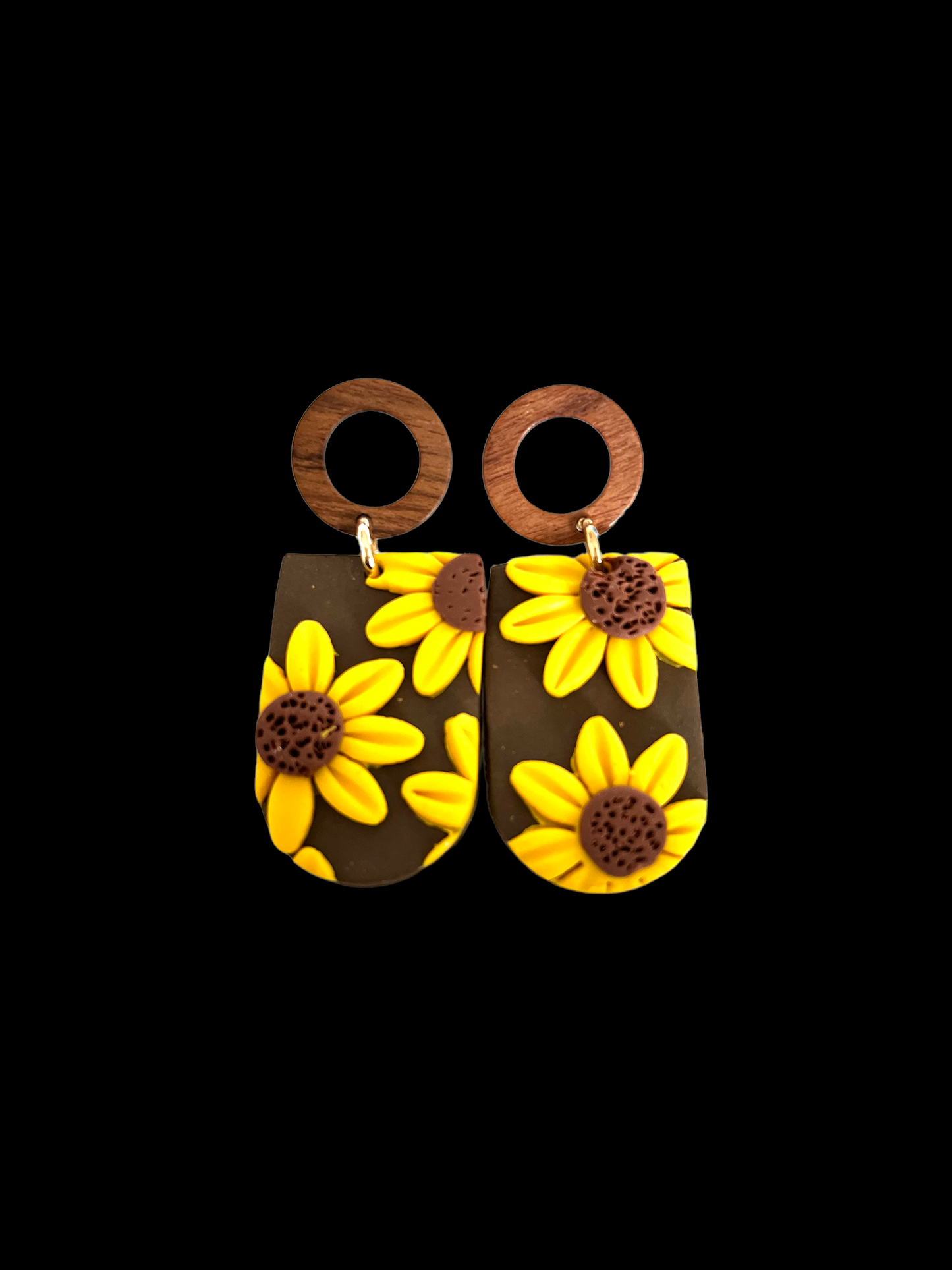 Brown circles sunflower Fall Earrings  1955