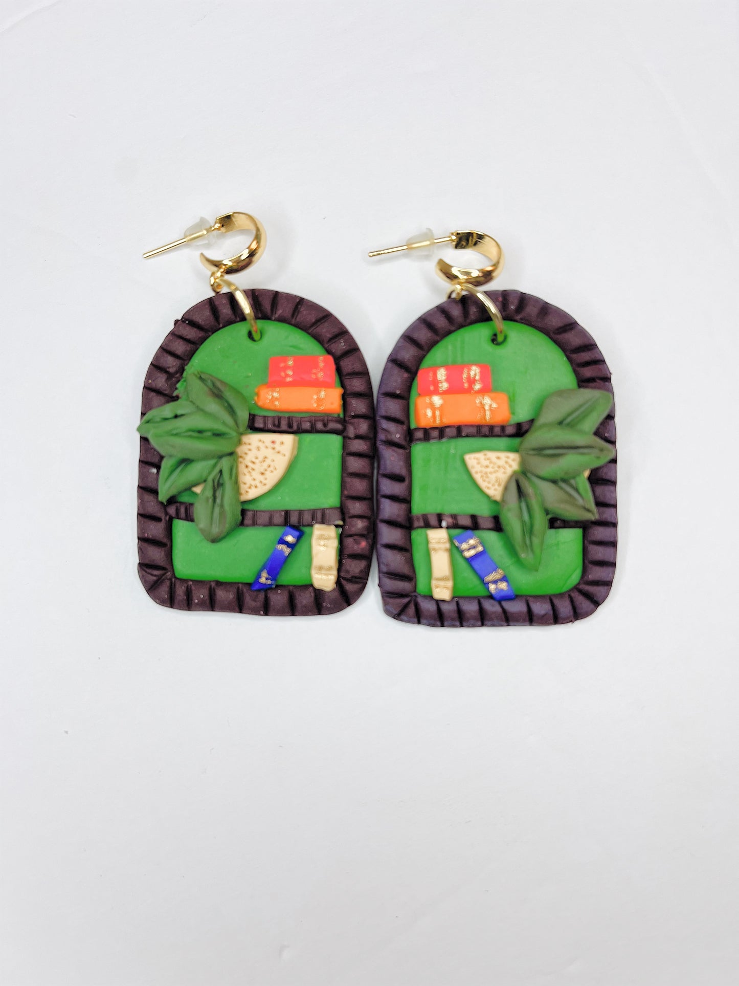 Back to School Bookcase BTS Dangle Earrings   1955